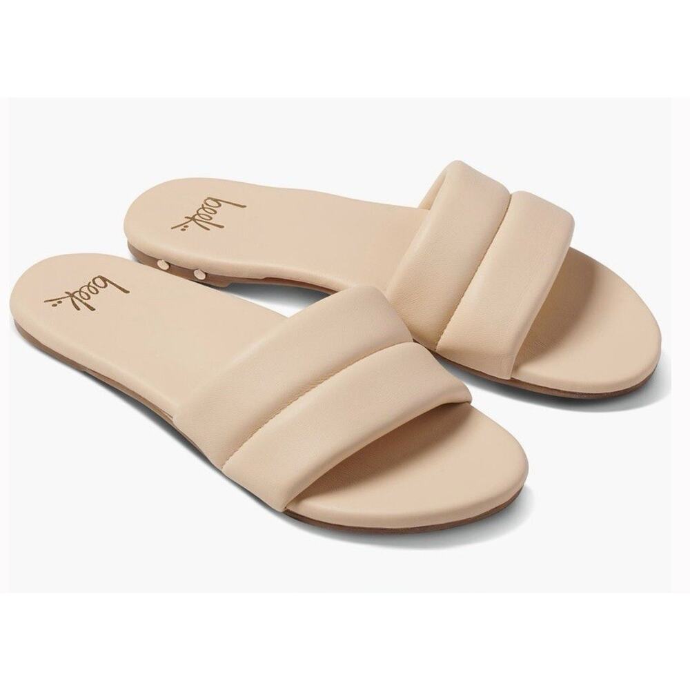 Beek Sugarbird Slip On Leather Beige Cushioned Slides NEW Size 11M